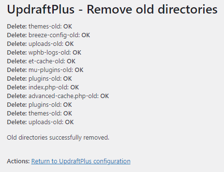 Delete old directory success